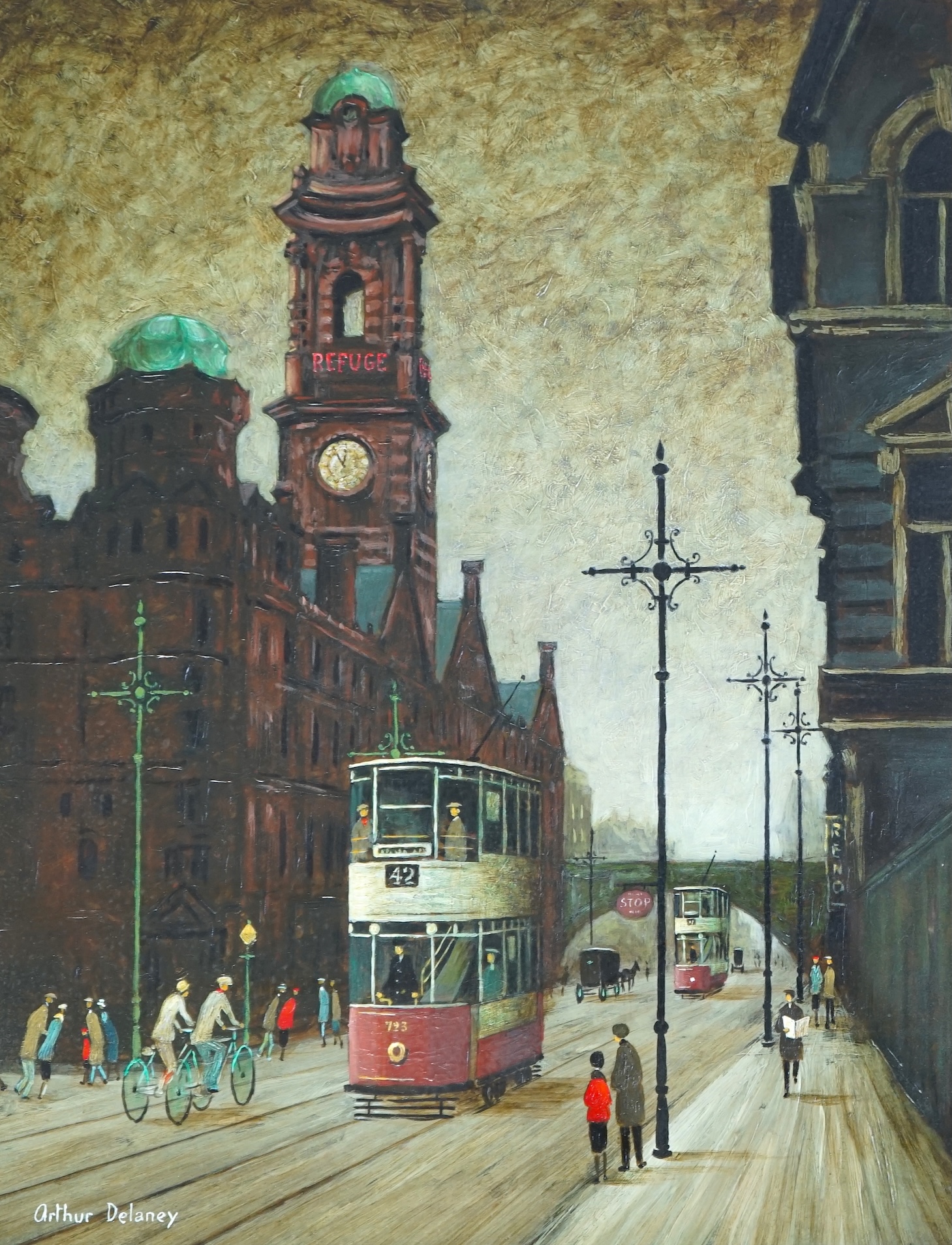 Arthur Delaney (British, 1927-1987), Oxford Street, Manchester, oil on board, 45 x 34.5cm